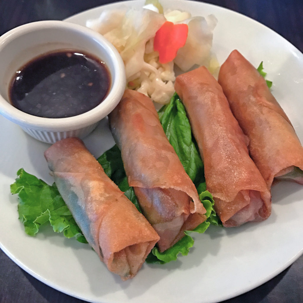 Roots’ crispy avocado and tomato rolls.