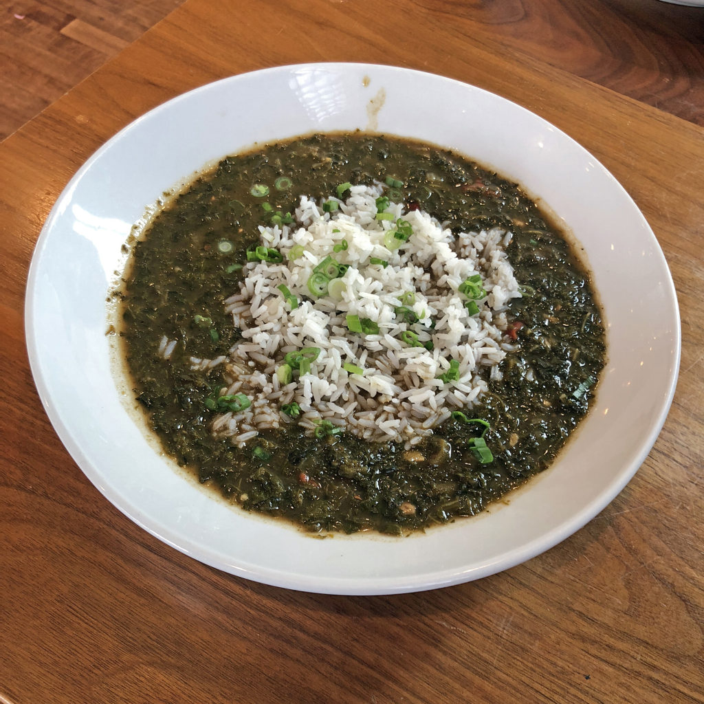 Couvillion’s gumbo z’herbes. the classic Acadian “green” gumbo.