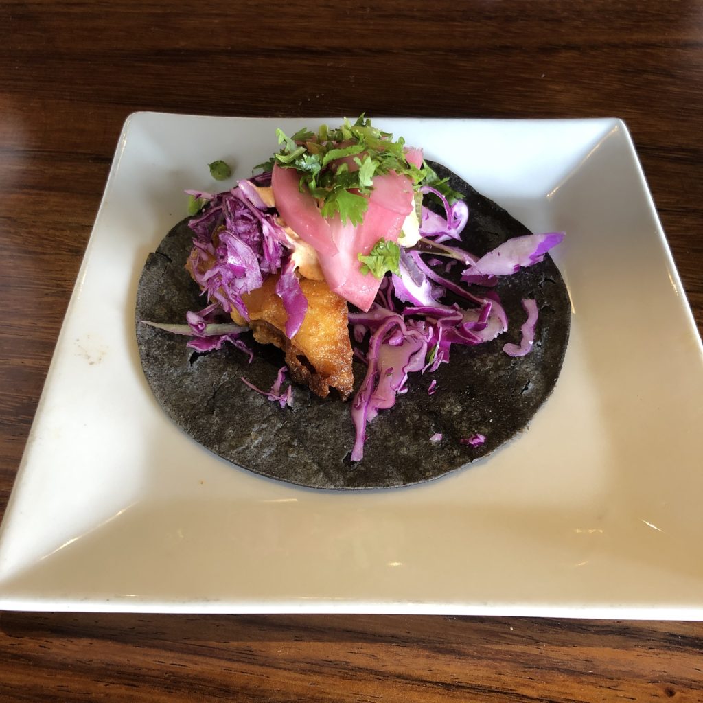 La Catrina’s Los Cabos fish taco is built around beer-battered cod.