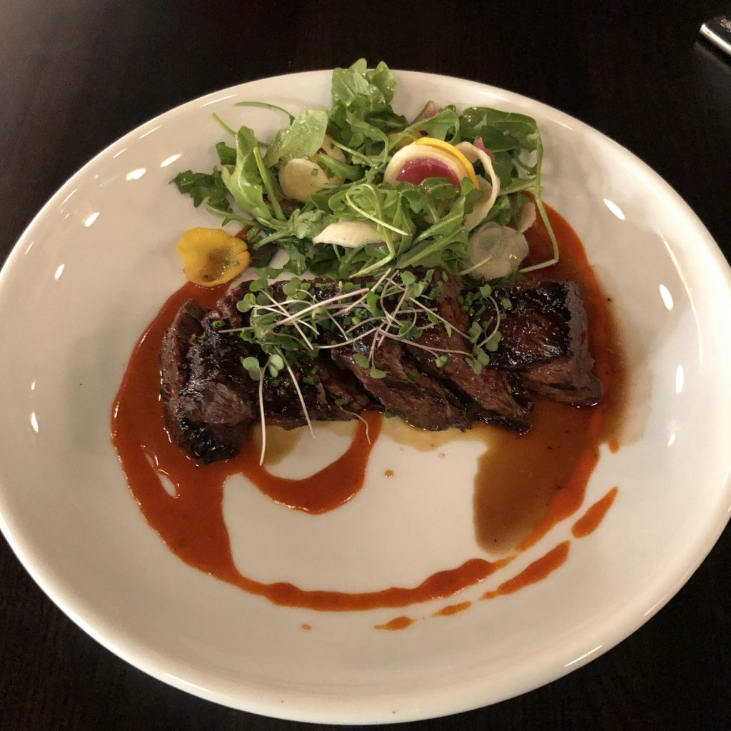 SOU’s hanger steak gets a flavor punch from beef fat gochujang aioli.