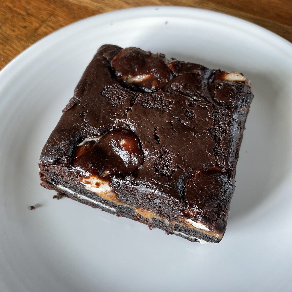 Peanut butter and vegan marshmallow stand in for butter and cream in this gooey, decadant Beast Brownie.